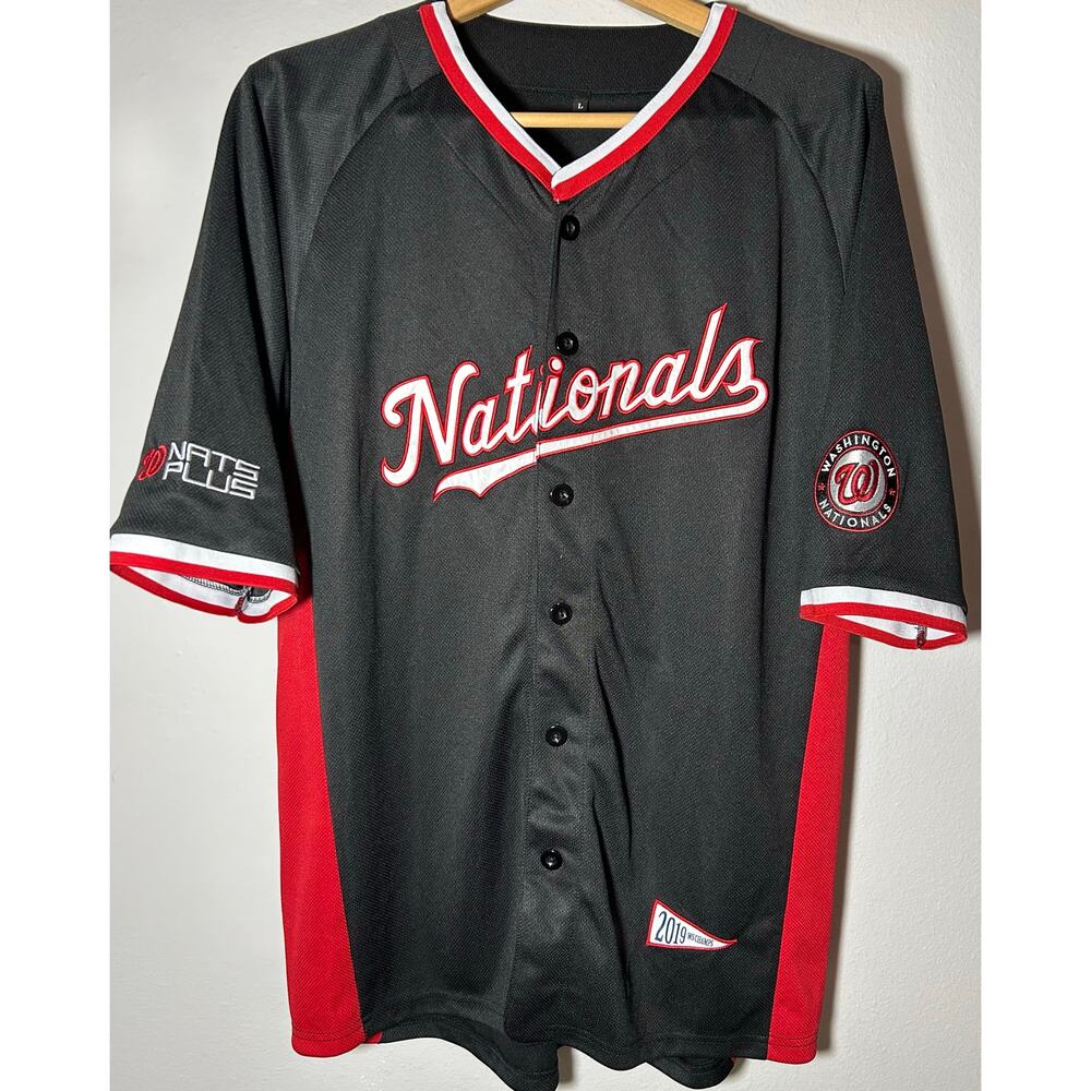 Washington Nationals 2019 MLB World Series  Black Baseball Jersey #8 Moore Sz Ld - Picture 2 of 11